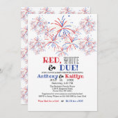 赤モダン白と7月4日の赤ちゃんシャワー 招待状 (正面/裏面)