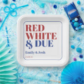 赤モダン白と7月4日USA赤ちゃんシャワー ペーパープレート (パーティー)