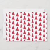 赤モダン白のクリスマスツリーとカスタム写真 シーズンカード (裏面)