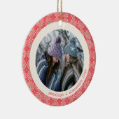 赤モダン白の丸の写パーソナライズされた真 セラミックオーナメント (右)