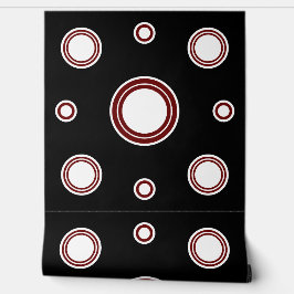 赤モダン白の円のパターン黒 壁紙