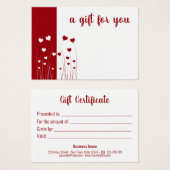 赤モダン白の愛ハートロマンチックなギフトカード (正面&裏面)