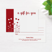 赤モダン白の愛ハートロマンチックなギフトカード (デスク)