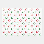 赤モダン白の緑の黒い水玉模様クリスマス ラッピングペーパーシート (正面)