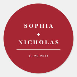 赤モダン白エレガミニマルントウェディング ラウンドシール