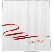 赤モダン白エレガントストライプ シャワーカーテン (正面)