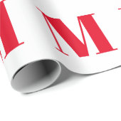 赤モダン白カスタムイニシャル ラッピングペーパー (ロールコーナー)