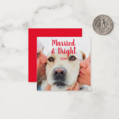 赤モダン白カスタム写真文字日クリスマス ノートカード (正面/裏面インサイチュ)