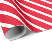 赤モダン白キャンディストライプーケイン ラッピングペーパー (ロールコーナー)