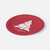 赤モダン白クリスマスツリー名ホリデーパーティー ペーパープレート (アングル)