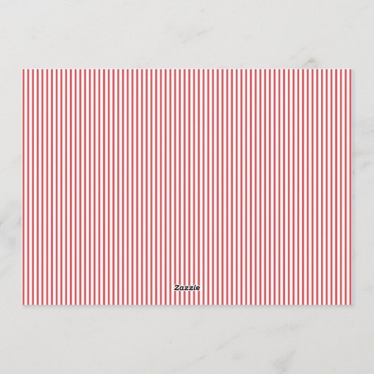 赤モダン白クリスマスフレームストライプ写真 シーズンカード (裏面)