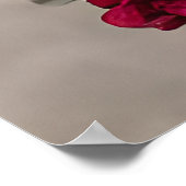 赤モダン白コンテンポラリー桃色の花フローラ ポスター (角)