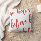 赤モダン白スクリプ信じト・クリスマス・ホリデー クッション (ブランケット)