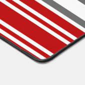 赤モダン白ストライプのとグレーのチームカラー デスクマット (コーナー)