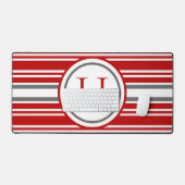 赤モダン白ストライプのとグレーのチームカラー デスクマット (キーボード&マウス)