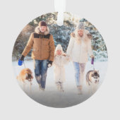 赤モダン白スノーフレークパーソナライズされた写真 オーナメント (裏面)