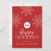 赤モダン白スノーフレーク・ビジネス・ロゴ シーズンカード (正面)