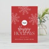 赤モダン白スノーフレーク・ビジネス・ロゴ シーズンカード (スタンド正面)