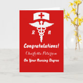 赤モダン白ナース卒業祝い カード (黄色い花)