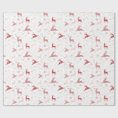 赤モダン白ピンクのクリスマストナカイ ラッピングペーパー (フラット)