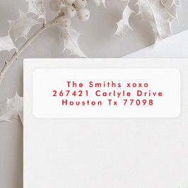 赤モダン白フェスティバルクリスマス差出人住所 ラベル