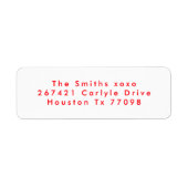 赤モダン白フェスティバルクリスマス差出人住所 ラベル (正面)