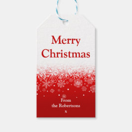 赤モダン白メリークリスマス ギフトタグ