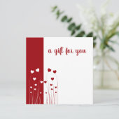 赤モダン白ロマンチックラブハートギフトカード (スタンド正面)