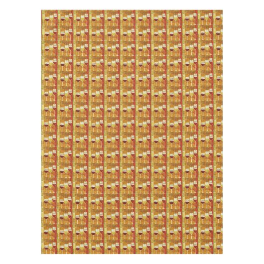 赤モダン白ワインピノチアンチパターンオレンジ テーブルクロス (正面)