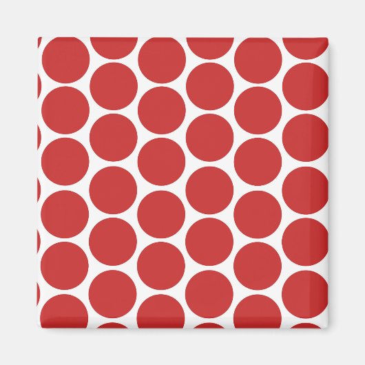 赤モダン白水玉模様 マグネット (正面)