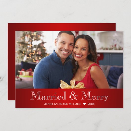 赤モダン白結婚したと写メリー真 シーズンカード (正面/裏面)