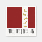 赤モダン白金ゴールドキャットクリスマス紙 スタンダードカクテルナプキン (正面)