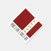 赤モダン白金ゴールドキャットクリスマス紙 スタンダードカクテルナプキン (角)