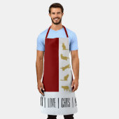 赤モダン白金ゴールドクリスマスキャット エプロン (着用した状態)