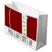 赤モダン白金ゴールドクリスマスキャット ラージペーパーバッグ (正面アングル)