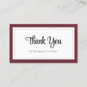 赤モダン白金ゴールドサンキューカード 名刺 (正面)