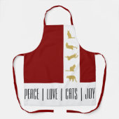 赤モダン白金ゴールド猫クリスマス エプロン (正面)
