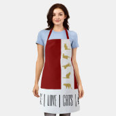 赤モダン白金ゴールド猫クリスマス エプロン (着用した状態)