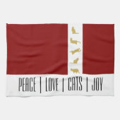 赤モダン白金ゴールド猫クリスマス キッチンタオル (横)