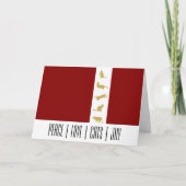 赤モダン白金ゴールド猫クリスマス シーズンカード (正面)