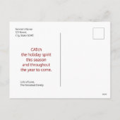 赤モダン白金ゴールド猫クリスマス シーズンポストカード (裏面)