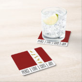 赤モダン白金ゴールド猫クリスマス スクエアペーパーコースター (インサイチュ)