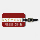 赤モダン白金ゴールド猫クリスマス ラゲッジタグ (正面横)