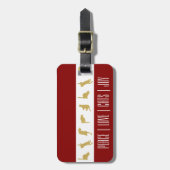 赤モダン白金ゴールド猫クリスマス ラゲッジタグ (正面縦)