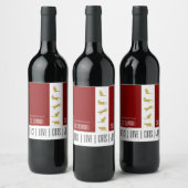 赤モダン白金ゴールド猫クリスマス ワインラベル (ボトル)