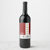 赤モダン白金ゴールド猫クリスマス ワインラベル (正面)