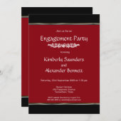 赤モダン白黒婚約パーティ 招待状 (正面/裏面)