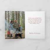 赤モダン白2枚フォトファミリーメリークリスマス シーズンカード (内部)