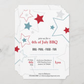 赤モダン白&青の星 招待状 (正面/裏面)