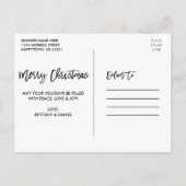 赤モダン筆の台本メリークリスマスフォト ポストカード (裏面)